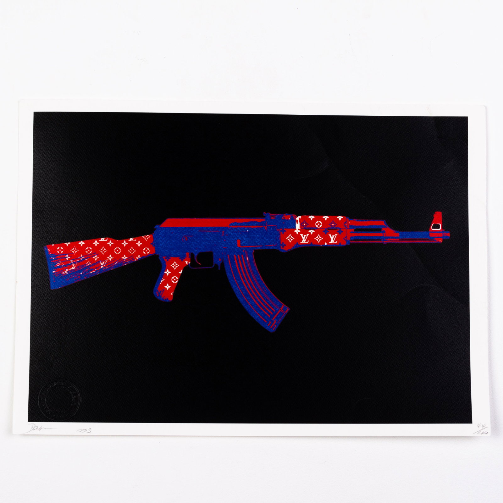 Death NYC Signed Limited Ed Pop Art Print Louis Vuitton AK47: DIMENSIONS APPROX 45x32x0.1CM. Please carefully study all photographs to get an accurate idea of the object. In good condition, as seen. Shipping is in-house and we ship internationally to US and rest