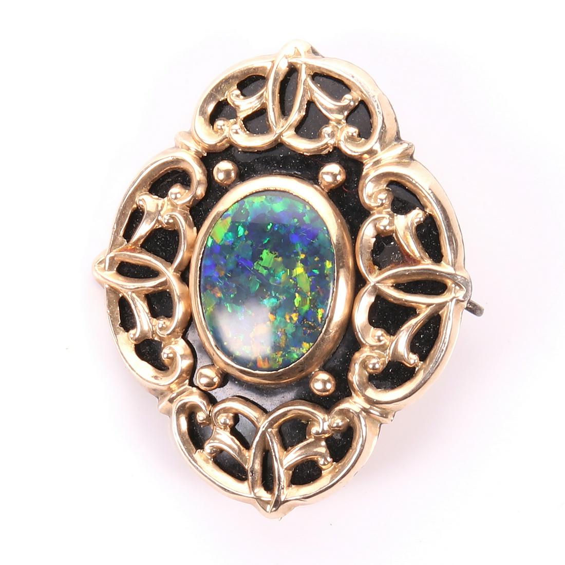 Victorian Momento Mori Gold & Enamel Black 4ct Opal (1 of 6)