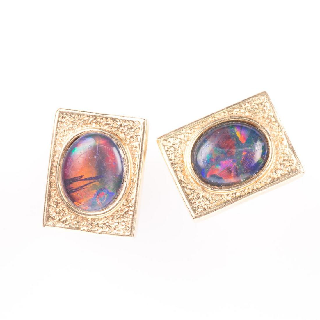14 Kt Gold Australian Opal Cufflinks (1 of 6)
