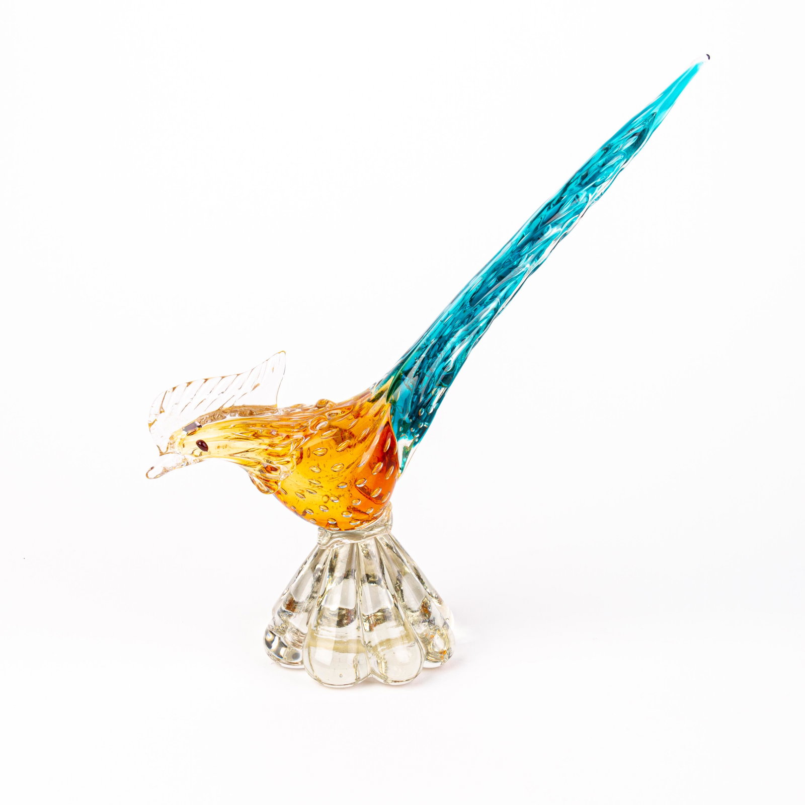 Murano Venetian Glass Pheasant Sculpture: DIMENSIONS APPROX 23x9x25CM. Please carefully study all photographs to get an accurate idea of the object. In good condition, as seen. Shipping is in-house and we ship internationally to US and rest o