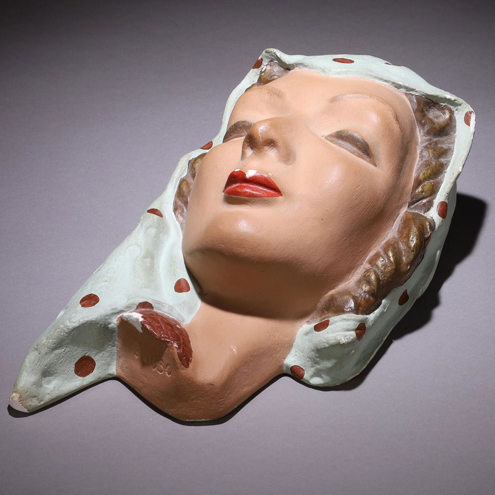 Czech Art Deco Signed Wall Hanging Portrait (1 of 6)