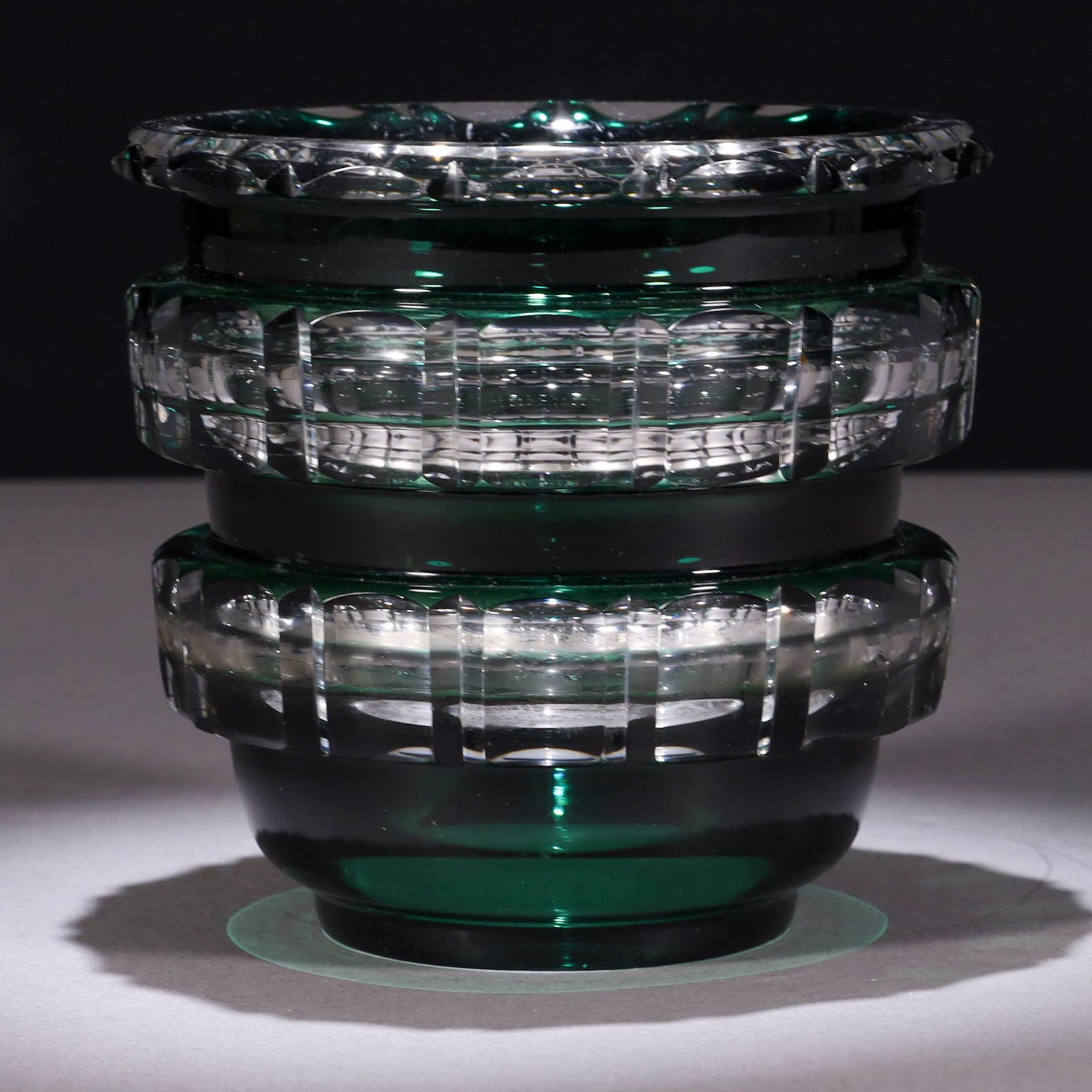 Val St Lambert Art Deco Emerald Crystal Glass Vase (1 of 6)