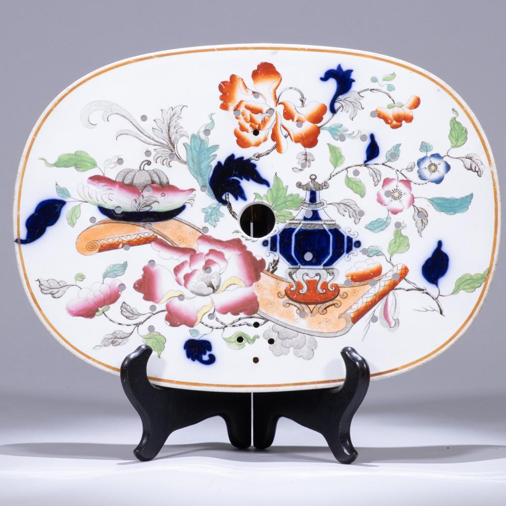 Ironstone Porcelain Warming Plate: 305 x 220 x 15mm. Please carefully study all photographs to get an accurate idea of the object. In good condition, as seen. Shipping is in-house and we ship internationally to US and rest of the world