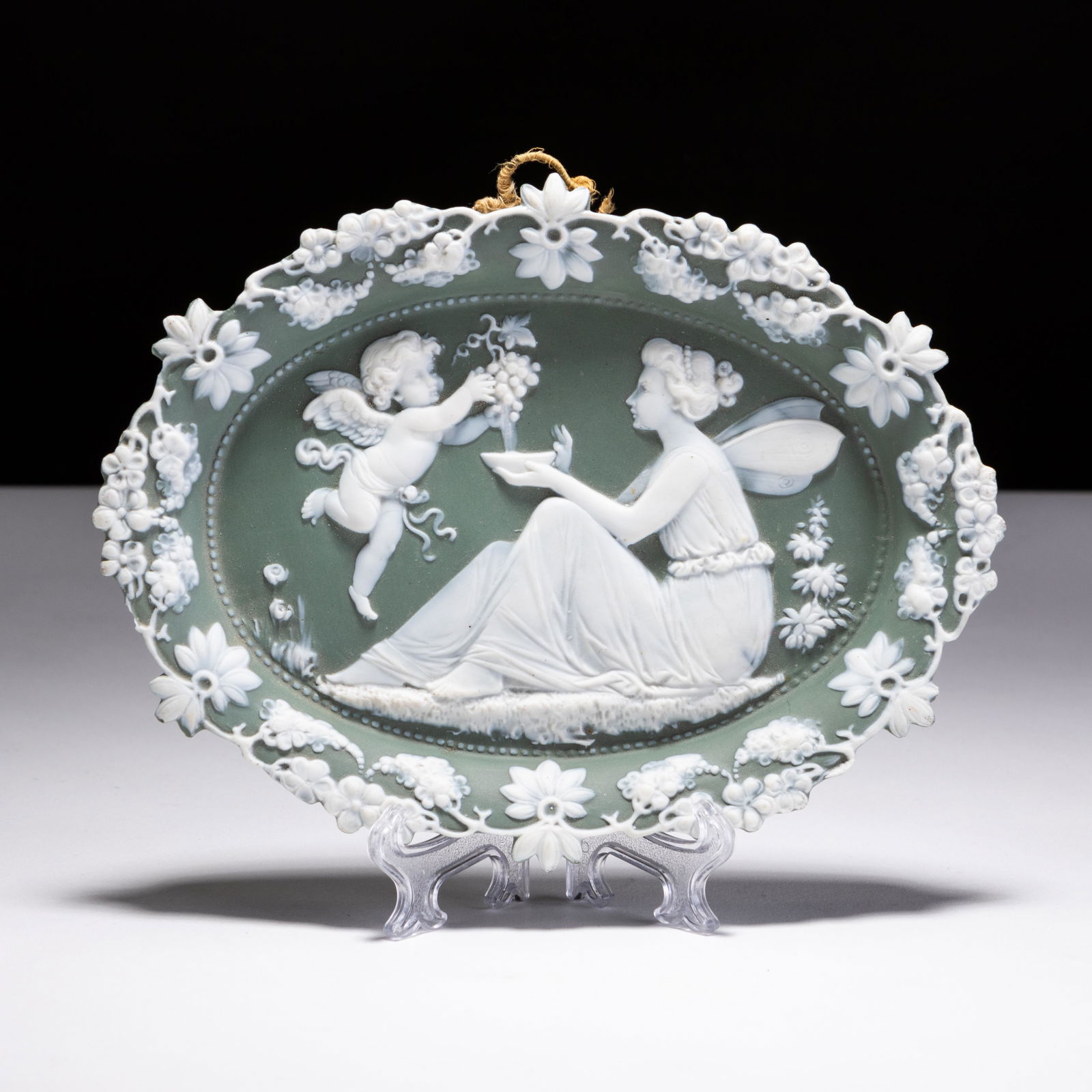 Art Nouveau Bas Relief Putti Porcelain Plaque (1 of 5)