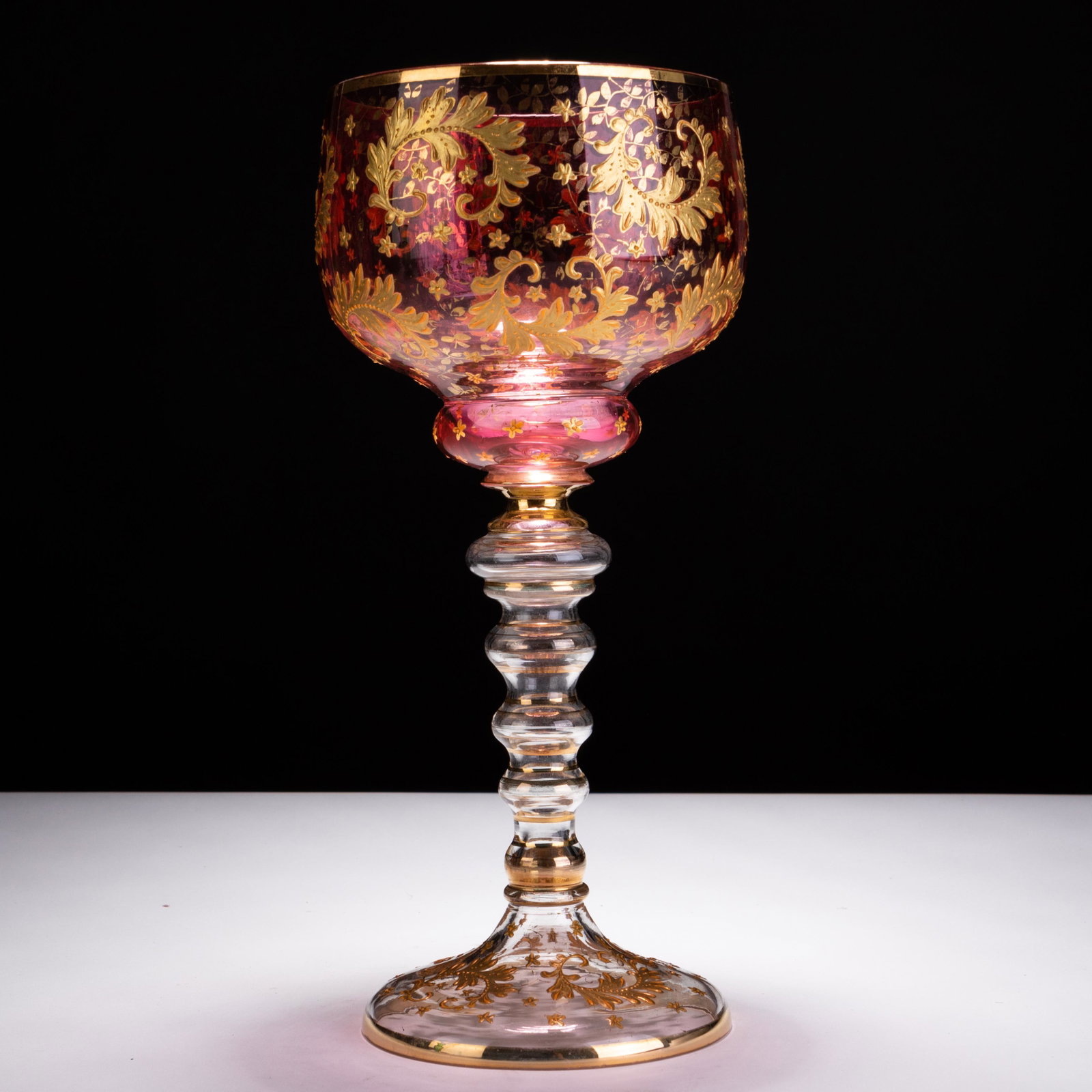 Venetian Fine Enamel Glass Goblet 19th Century: MEASURING APPROX 28CM HIGH X 12.5CM. Please follow us on Instagram to stay updated with our current and future auctions: @albinus_auctions. Study all photographs carefully to get an accurate represent