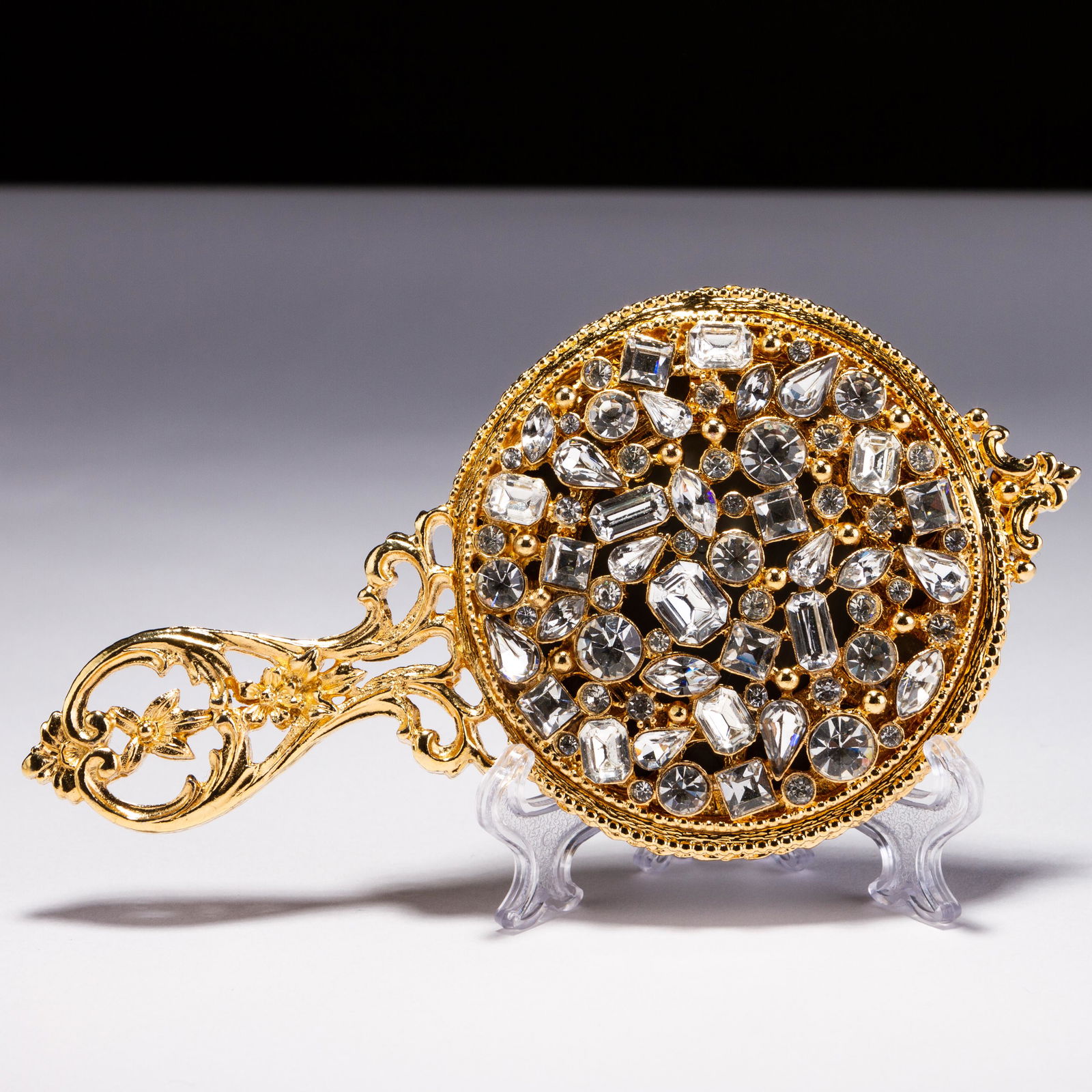 24 KT Gold Rhinestone Handheld Vanity Mirror (1 of 6)