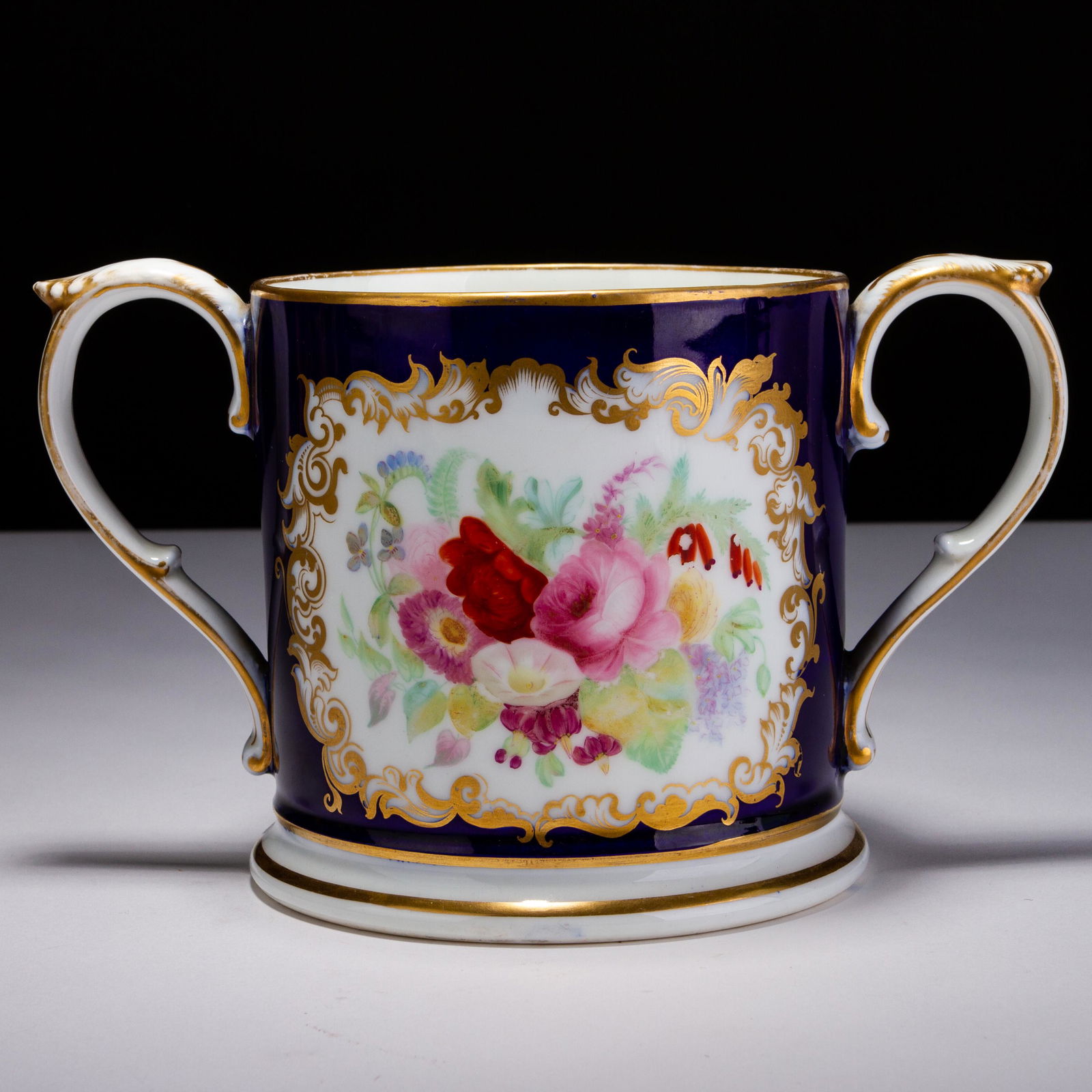 Grainger Worcester Porcelain Floral Loving Cup ca. 1870 (1 of 5)