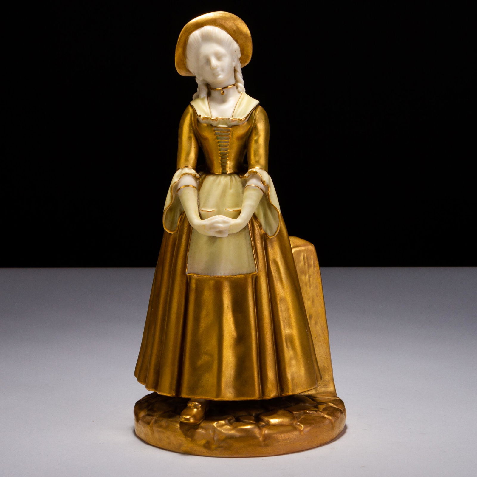 Royal Worcester Gilt Porcelain Figure by James Hadley 19th C (1 of 5)