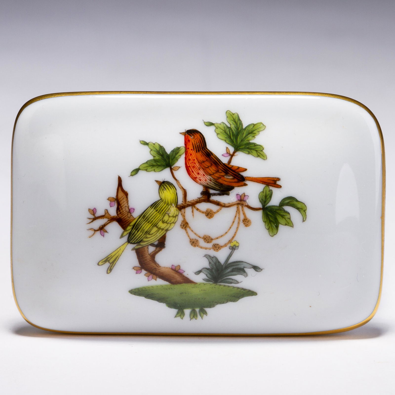 Herend Hungary Porcelain Trinket Box with Painted Birds (1 of 6)