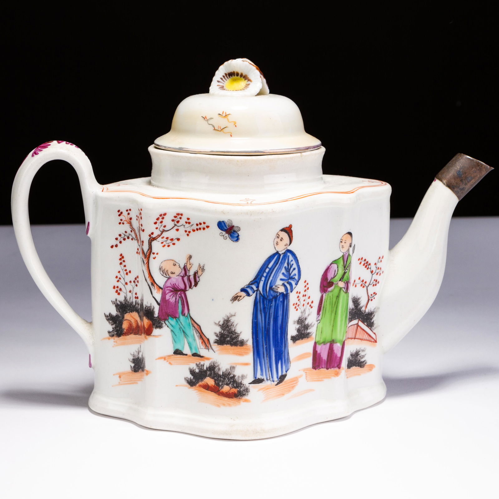 Georgian Newhall Enamel Porcelain Teapot ca. 1790 (1 of 6)