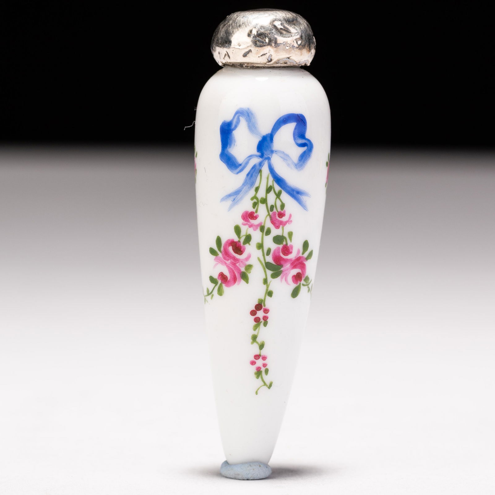 Victorian Silver Topped Porcelain Perfume Bottle (1 of 5)