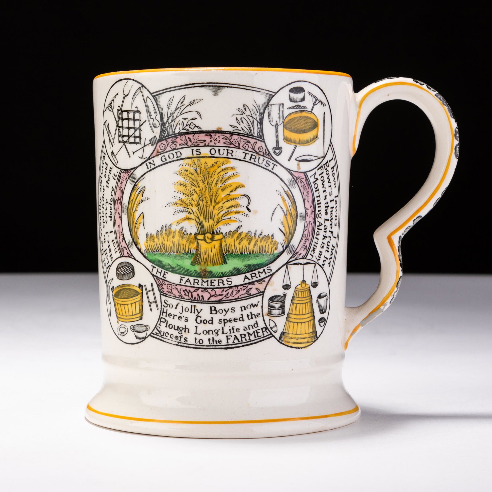 Speed the Plough Masonic Tankard Mug 19th Century (1 of 5)