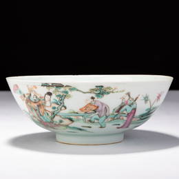 Chinese Qing Dynasty Famille Verte Porcelain Enamel Bowl