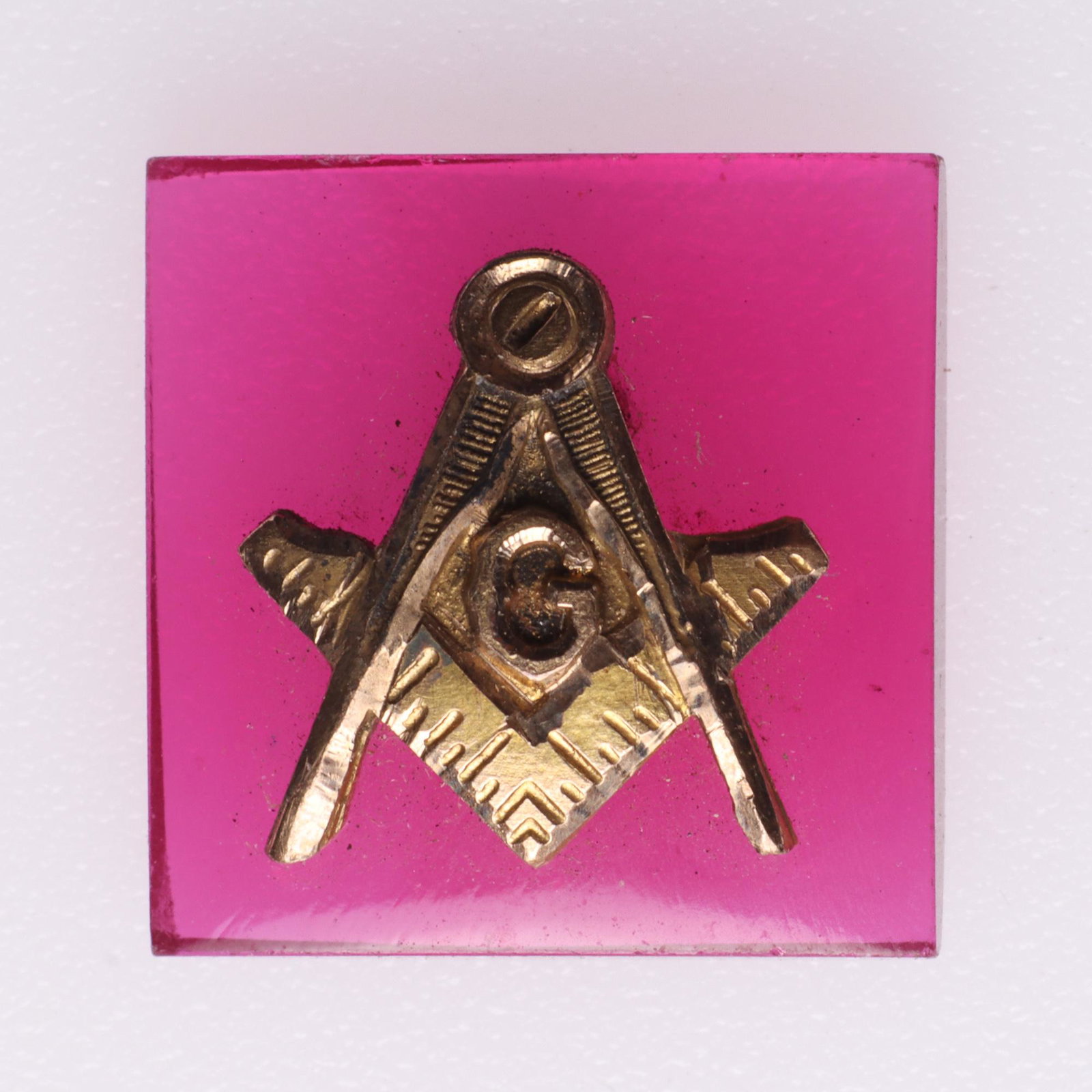 Masonic Glass Signet Stone: Approx 1cm.