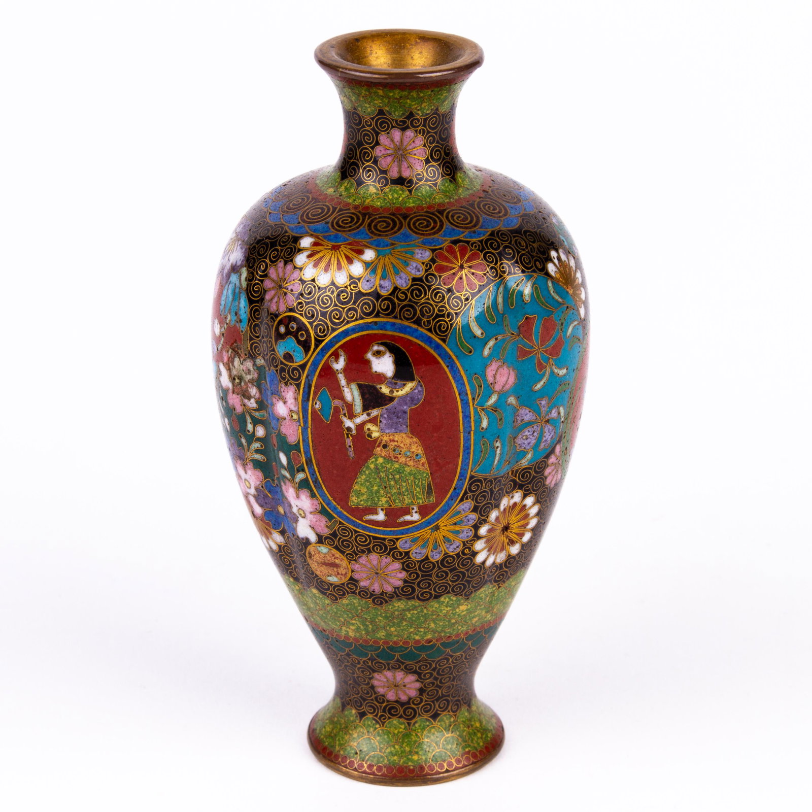 Japanese Cloisonne Enamel Bronze Vase Meiji (1 of 5)