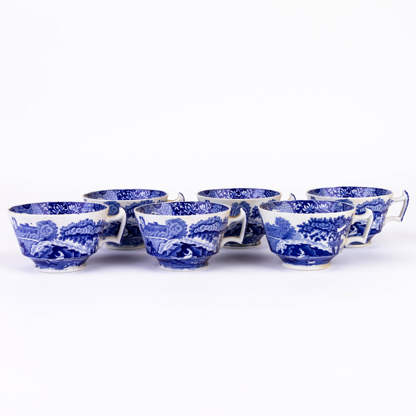 Copeland Spode Blue Italian Porcelain Bat Wing Teacups: DIMENSIONS APPROX 6.5X12.5X10.5CM EACH. Please carefully study all photographs to get an accurate idea of the object. In good condition, as seen. Shipping is in-house and we ship internationally to US