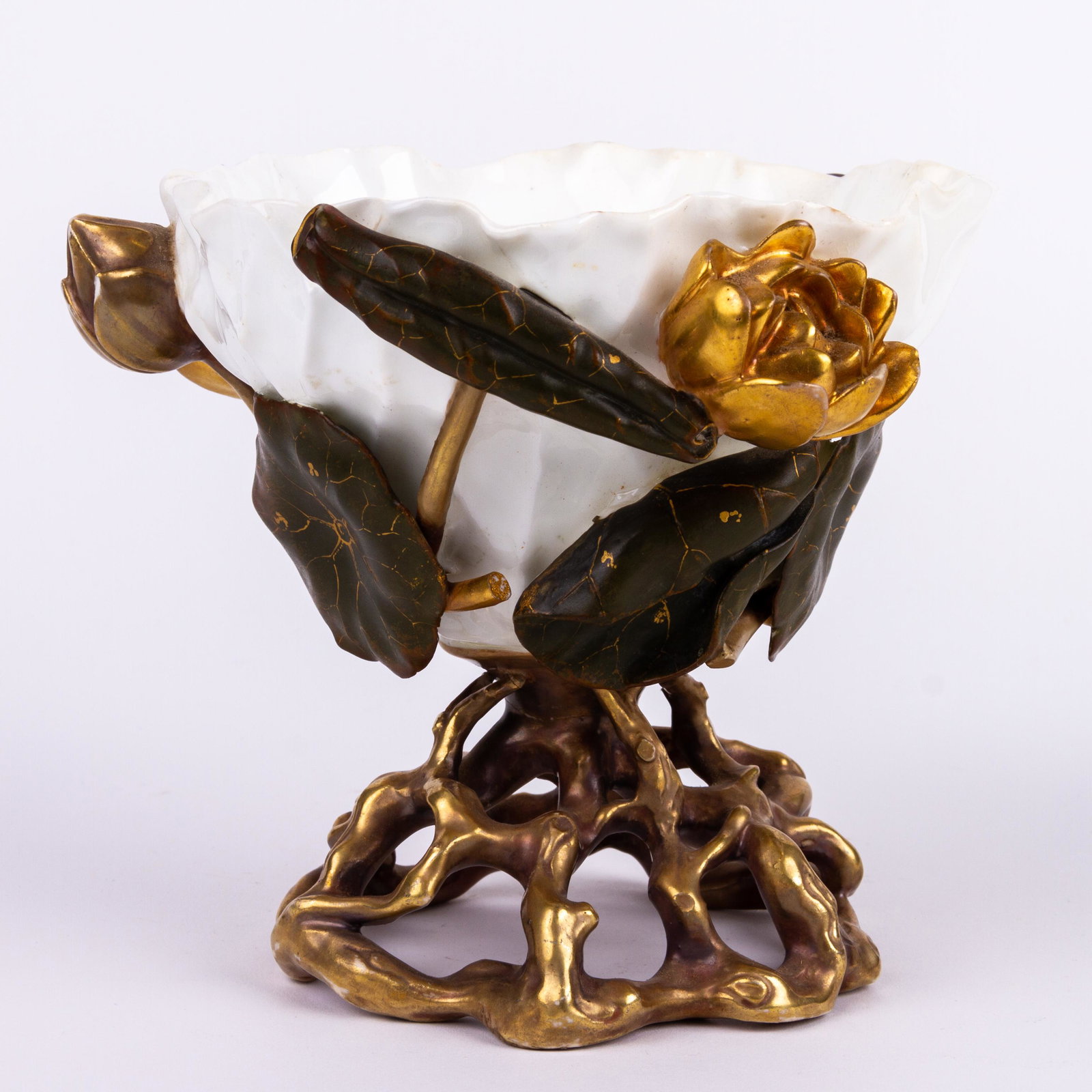Moore Borthers Gilt Blanc de Chine Porcelain Vase 19th Century: DIMENSIONS APPROX 15x16x16CM. Please carefully study all photographs to get an accurate idea of the object. In good condition, as seen. Shipping is in-house and we ship internationally to US and rest 