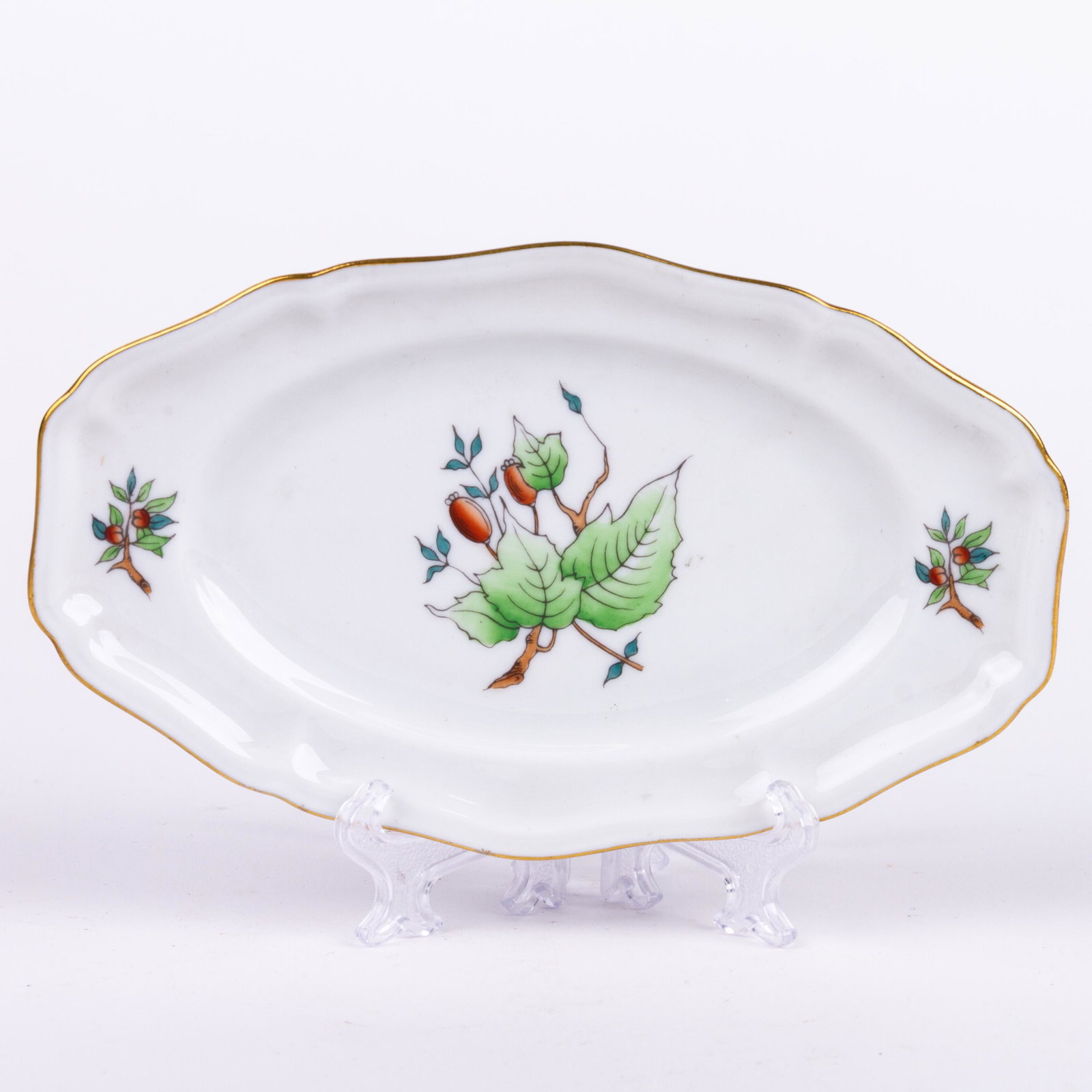 Herend Hungary Oval Porcelain Dish: DIMENSIONS APPROX 1.5x1.5x9CM. Please carefully study all photographs to get an accurate idea of the object. In good condition, as seen. Shipping is in-house and we ship internationally to US and rest