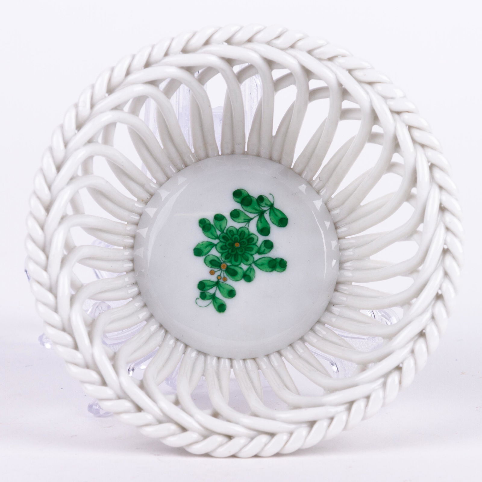 Herend Hungary Porcelain Chinese Bouquet Weaved Basket (1 of 7)