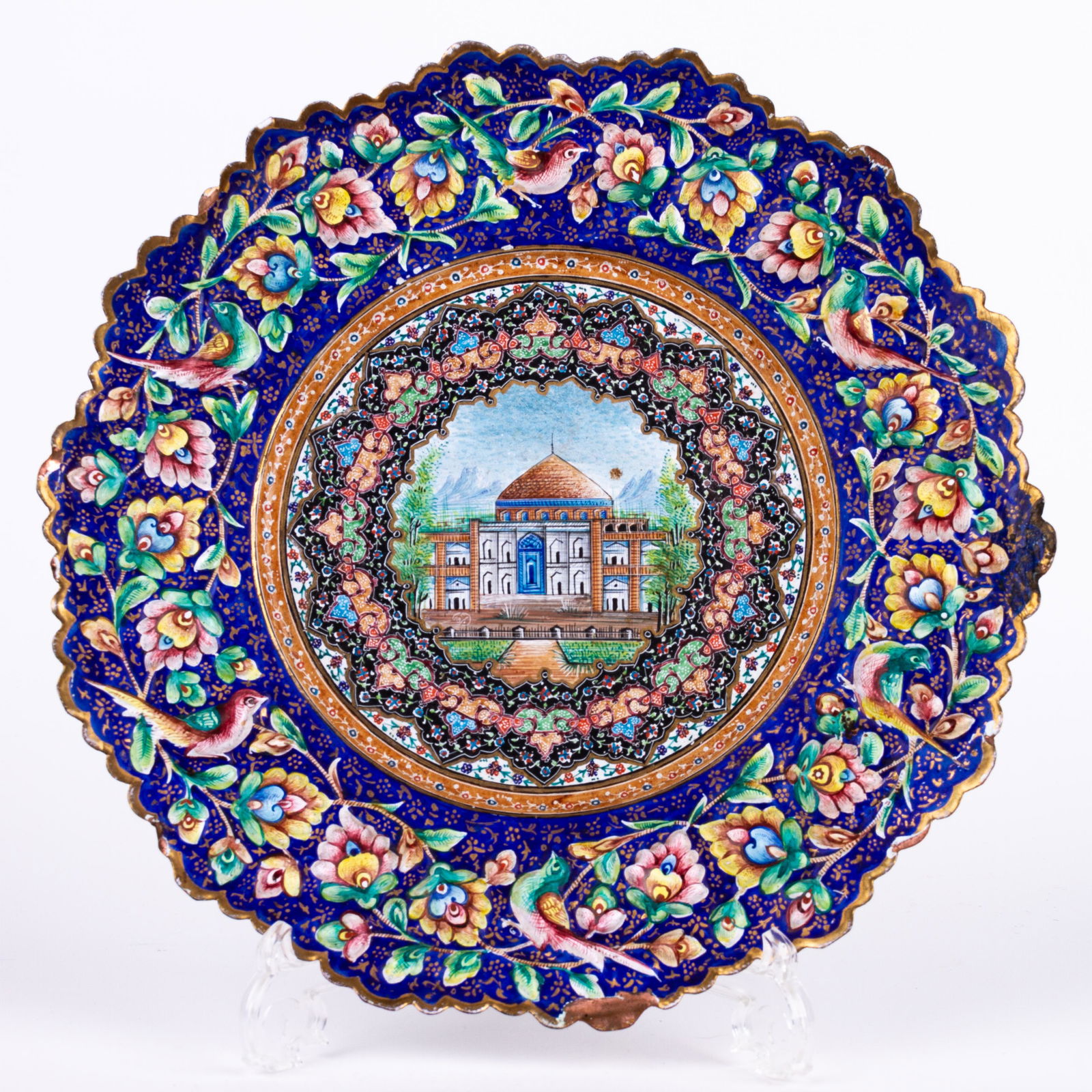 Minakari Style Middle Eastern Enamel Plate 19th Century (1 of 5)