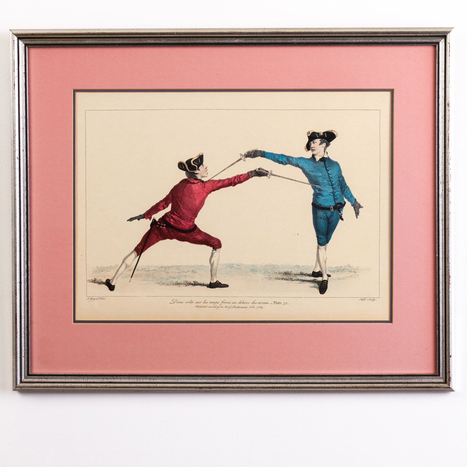 18th Century French Coloured Engraving Fencing (1 of 5)