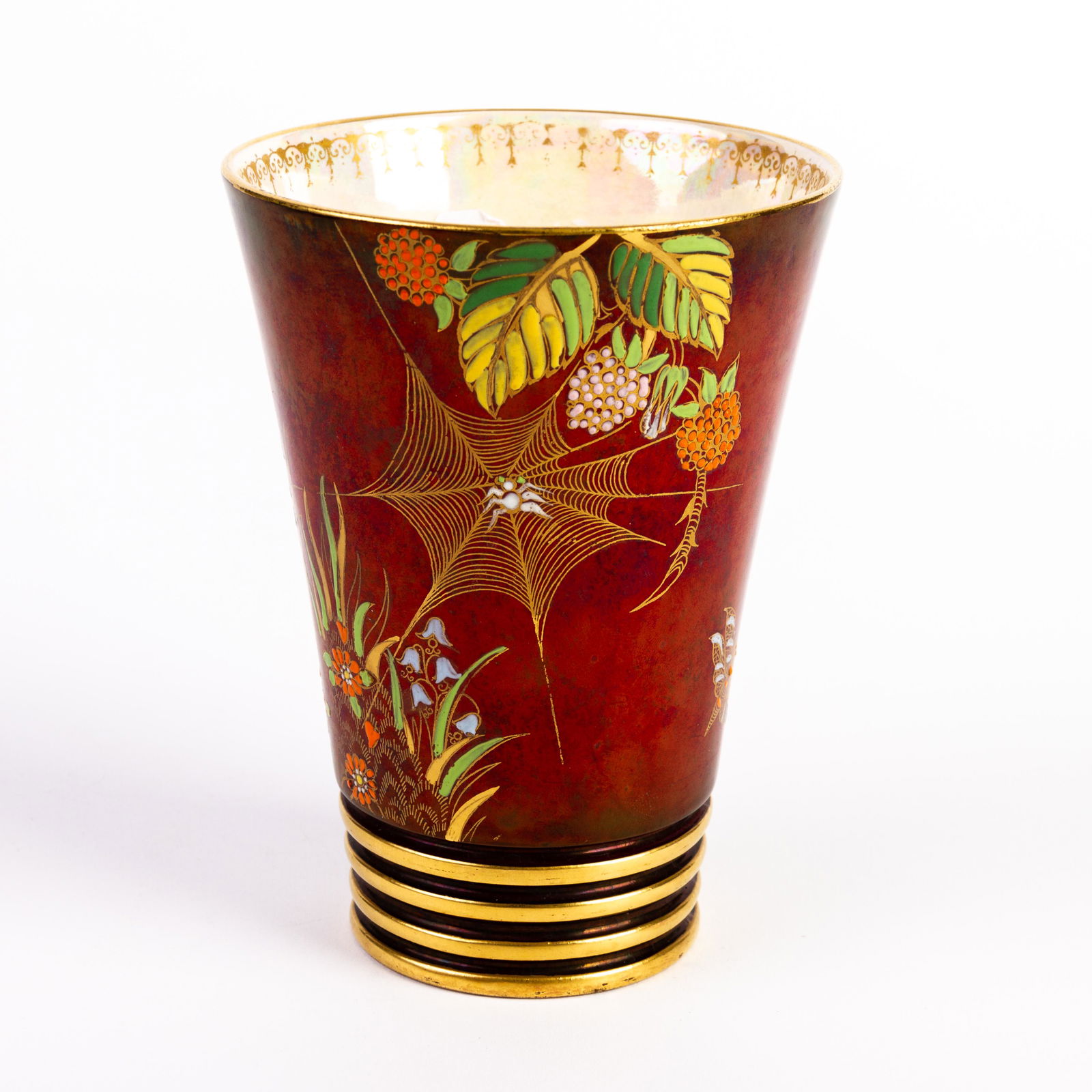 Carlton Ware Rouge Royale Porcelain Enamel Vase: DIMENSIONS APPROX 10x10x13.5CM. Please carefully study all photographs to get an accurate idea of the object. In good condition, as seen. Shipping is in-house and we ship internationally to US and res