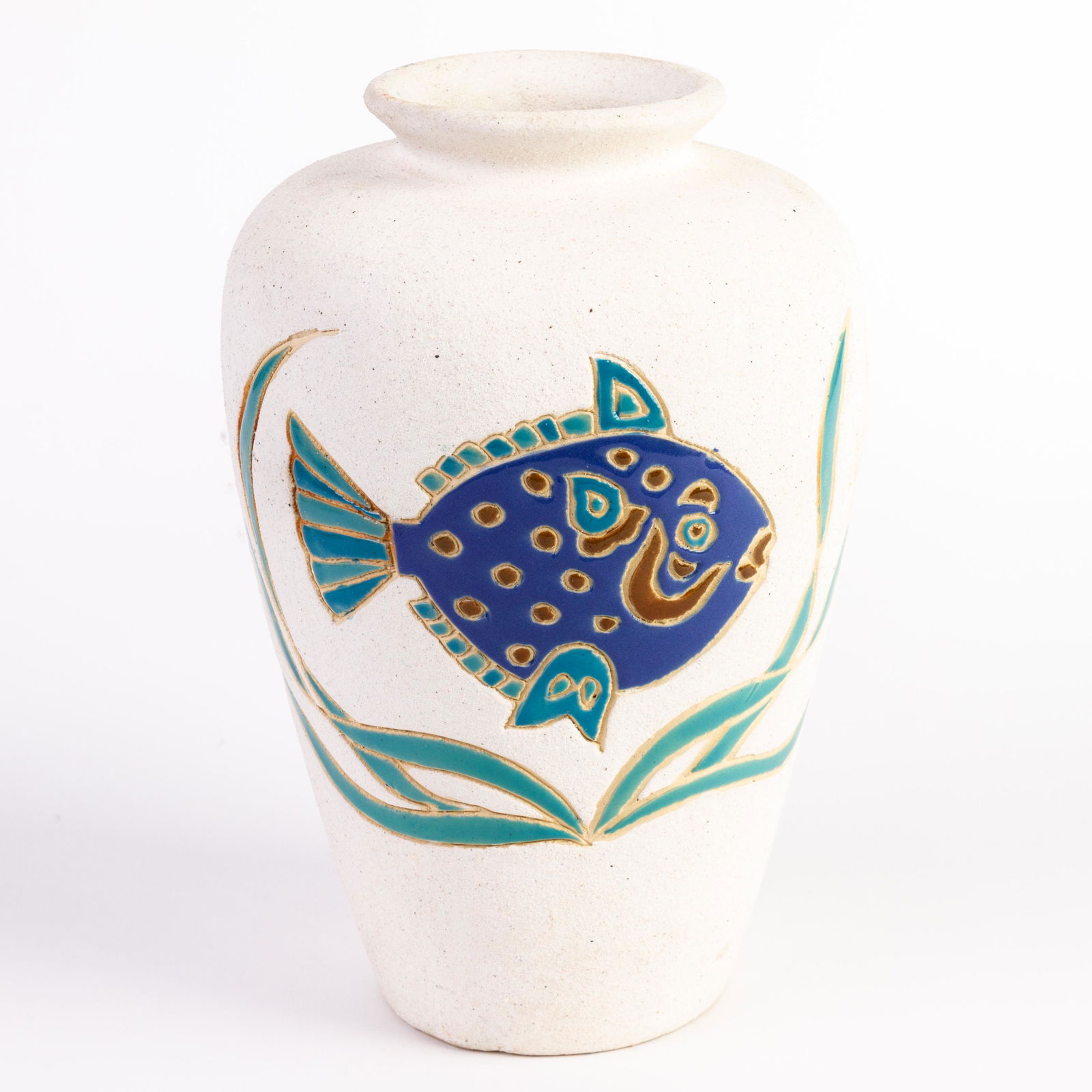 Signed Ceramic Fish Designer Vase (1 of 5)