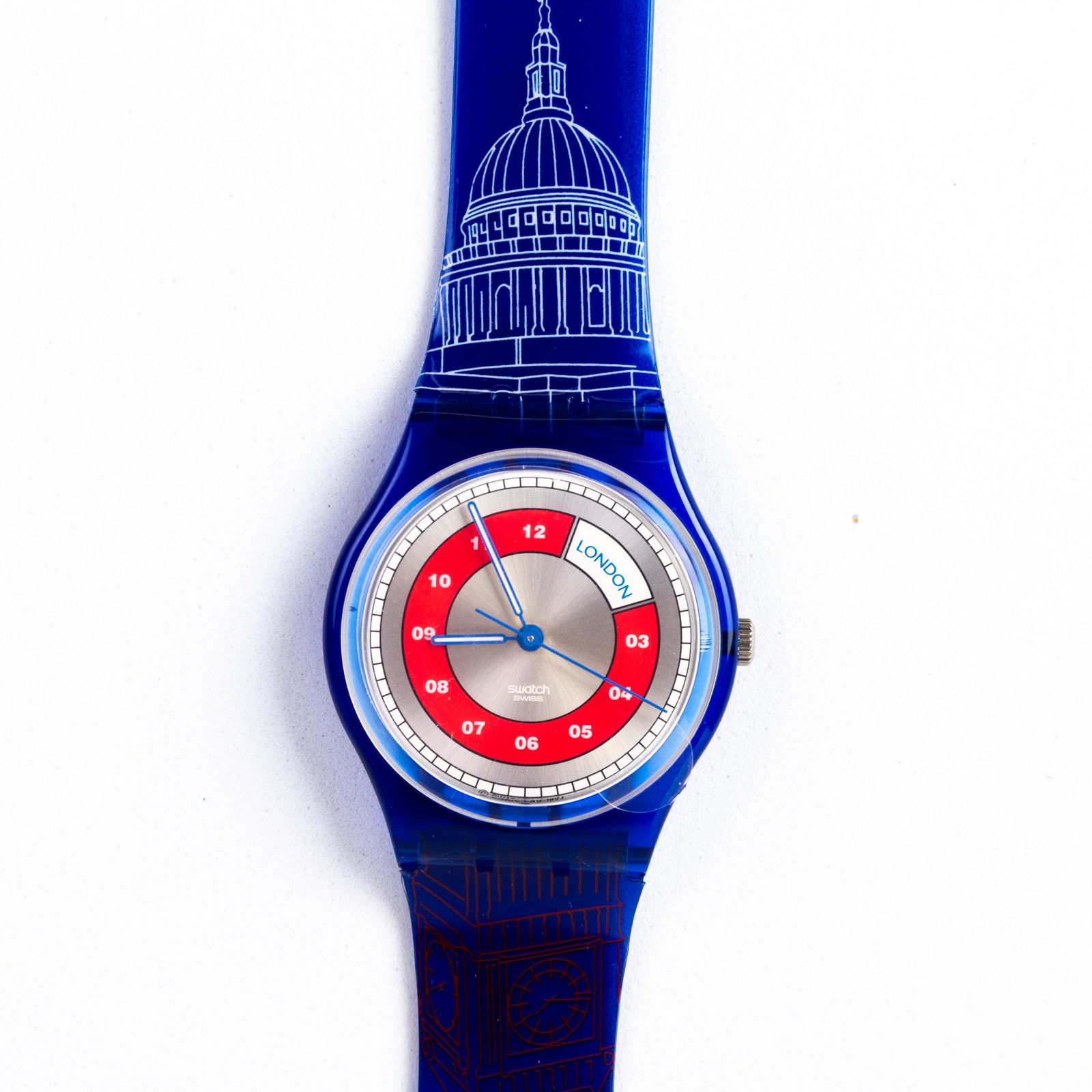 Swatch Collector's Vintage Watch "London": DIMENSIONS APPROX 22.5x3.5x1CM. Please carefully study all photographs to get an accurate idea of the object. In good condition, as seen. Shipping is in-house and we ship internationally to US and res