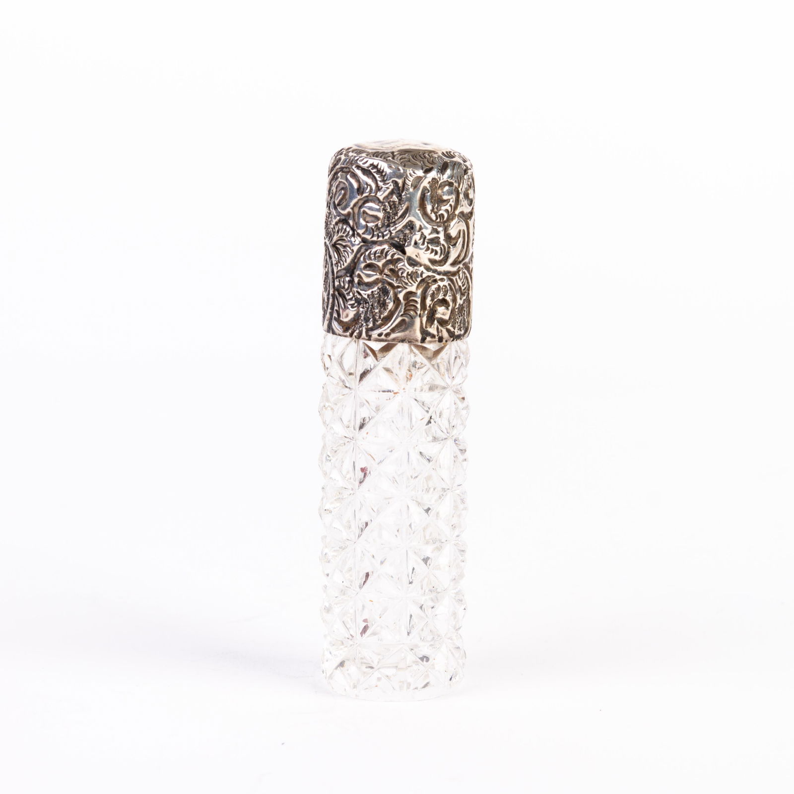 Victorian Silver Topped Glass Perfume Scent Bottle (1 of 7)