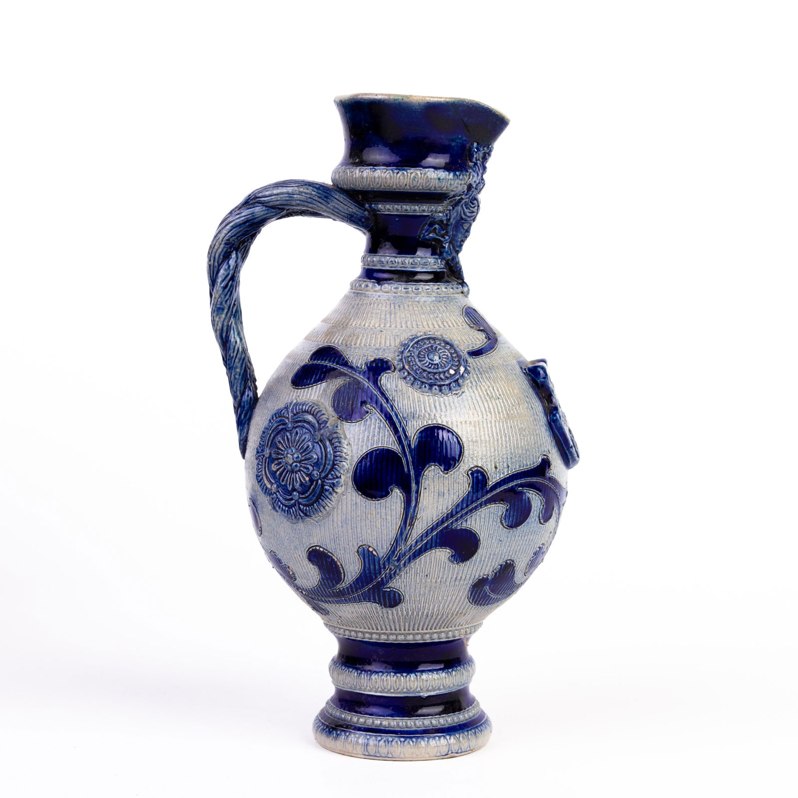German Salt Glazed Pottery Pitcher Jug Mid 19th Century (1 of 6)