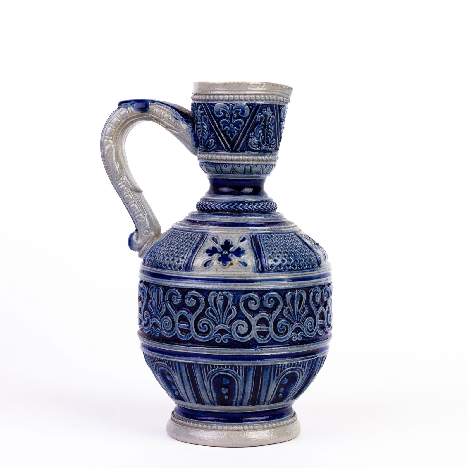 German Salt Glazed Pottery Pitcher Jug Mid 19th Century (1 of 6)