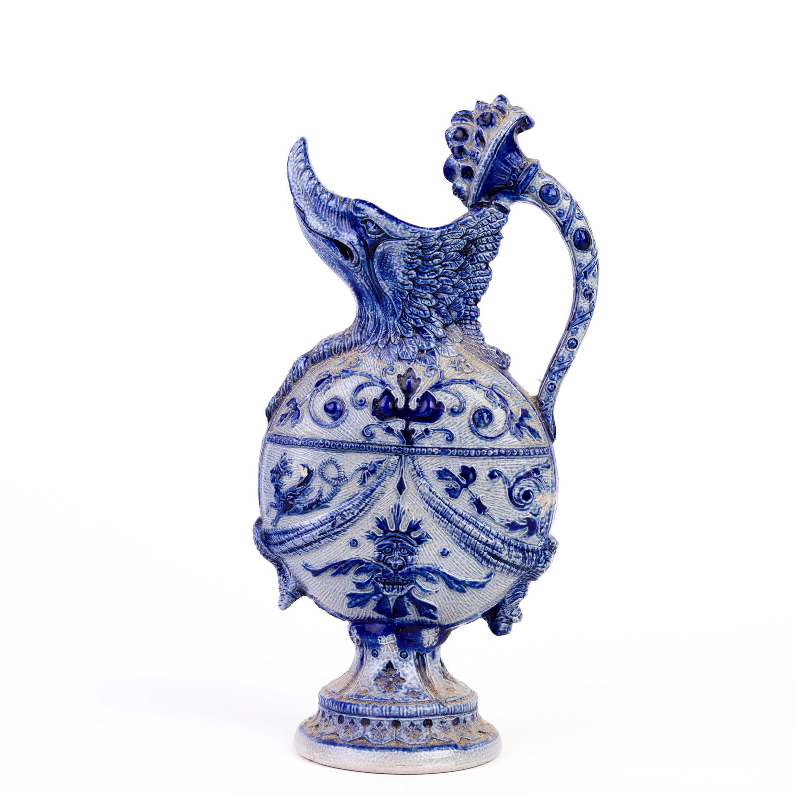 German Westerwald Salt Glazed Pottery Ewer Jug 19th C (1 of 6)