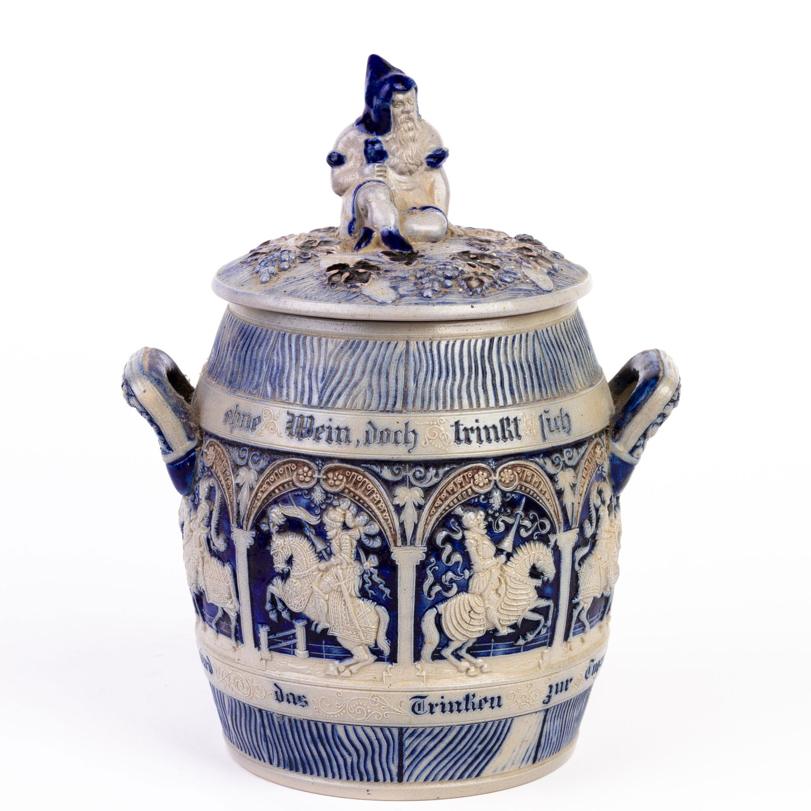 German Westerwald Salt Glazed Pottery Tobacco Jar 19th Century (1 of 6)