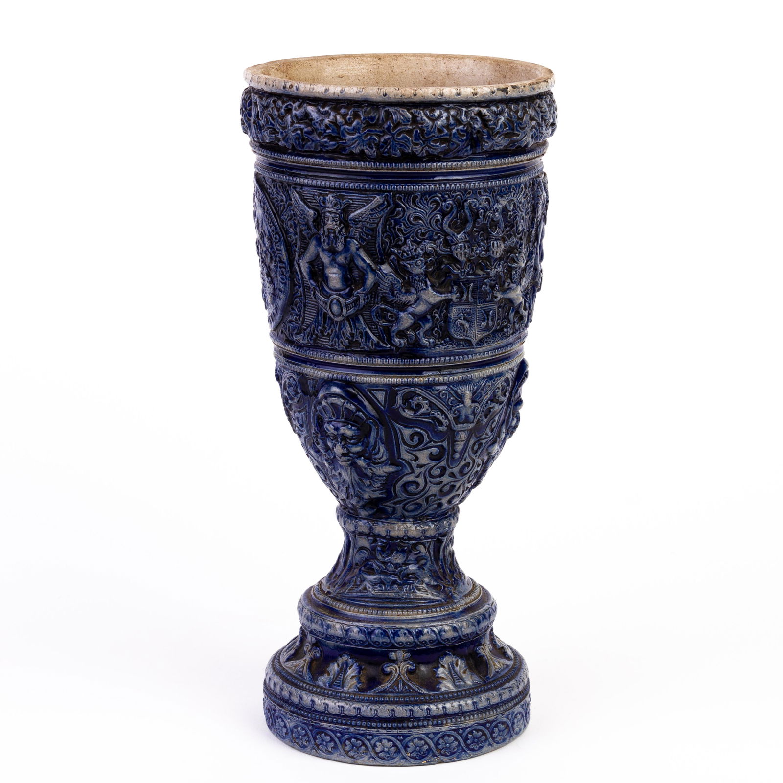 German Westerwald Salt Glazed Pottery Goblet 19th C (1 of 5)