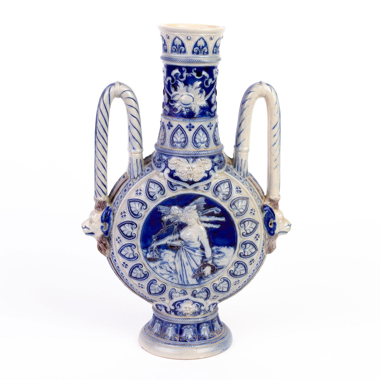 German Westerwald Salt Glazed Pottery Ewer Jug 19th C (1 of 5)