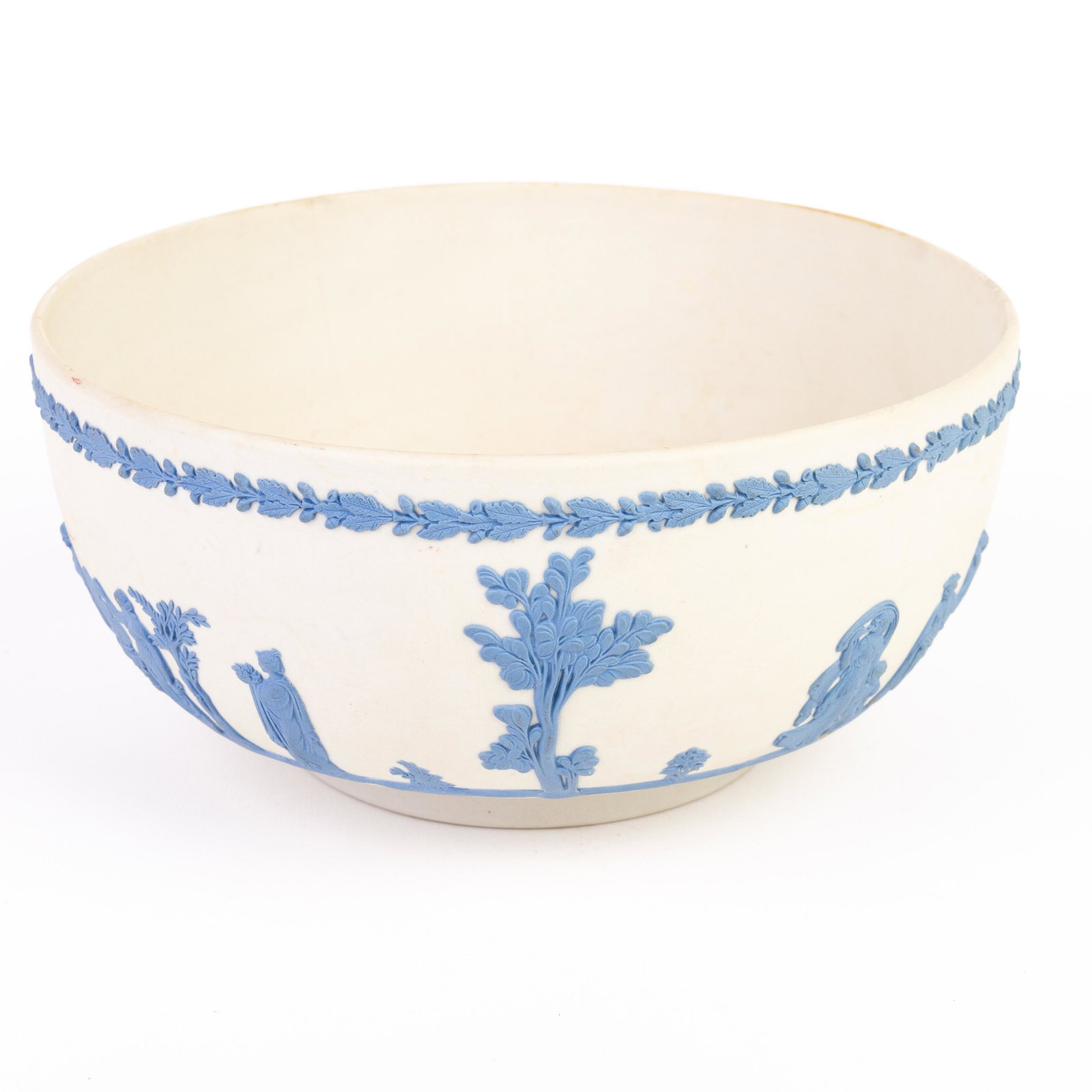 Wedgwood White & Blue Jasperware Neoclassical Fruit Bowl: DIMENSIONS APPROX 20x20x10CM. Please carefully study all photographs to get an accurate idea of the object. In good condition, as seen. Shipping is in-house and we ship internationally to US and rest