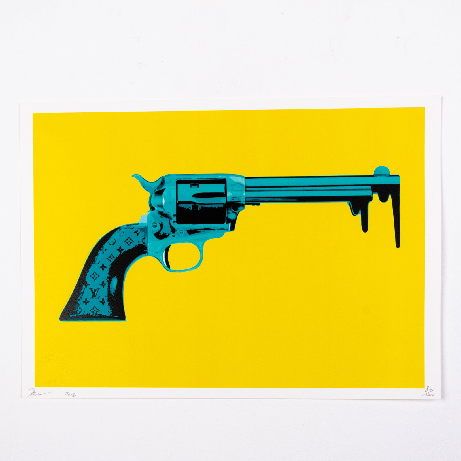 Death NYC Signed Limited Ed Pop Art Print Louis Vuitton Pistol: DIMENSIONS APPROX 45x32x0.1CM. Please carefully study all photographs to get an accurate idea of the object. In good condition, as seen. Shipping is in-house and we ship internationally to US and rest