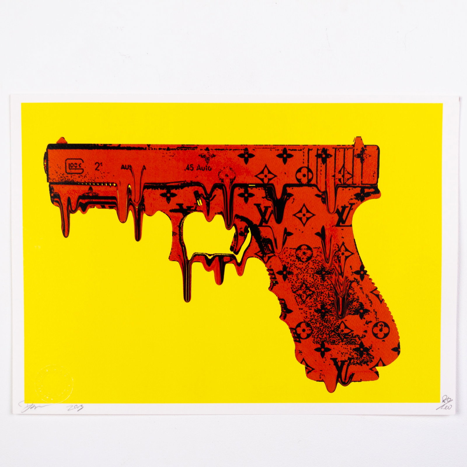 Death NYC Signed Limited Ed Pop Art Print Louis Vuitton Gun: DIMENSIONS APPROX 45x32x0.1CM. Please carefully study all photographs to get an accurate idea of the object. In good condition, as seen. Shipping is in-house and we ship internationally to US and rest
