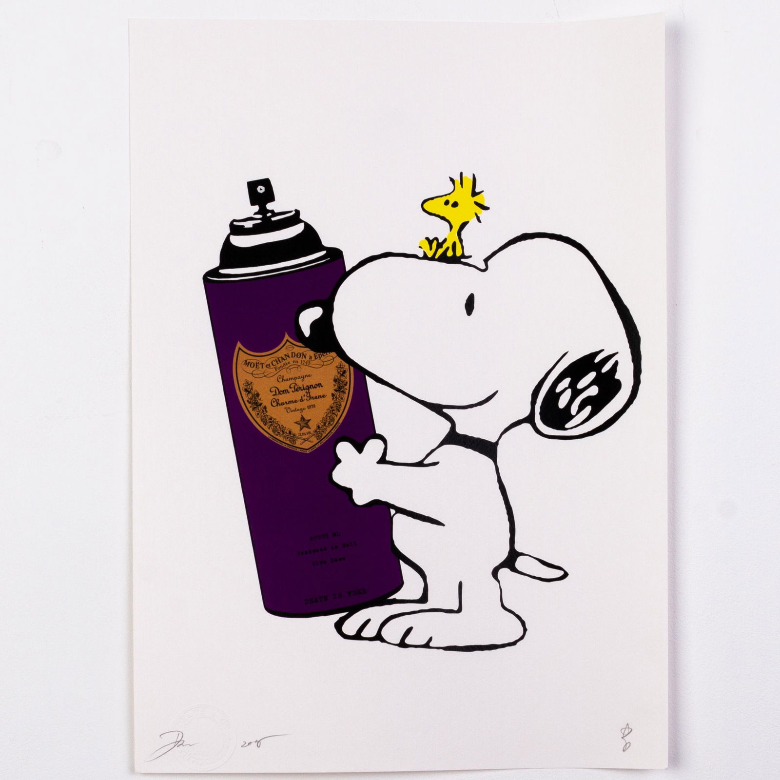 Death NYC Signed Limited Ed Pop Art Print Snoopy Dom Perignon: DIMENSIONS APPROX 45x32x0.1CM. Please carefully study all photographs to get an accurate idea of the object. In good condition, as seen. Shipping is in-house and we ship internationally to US and rest