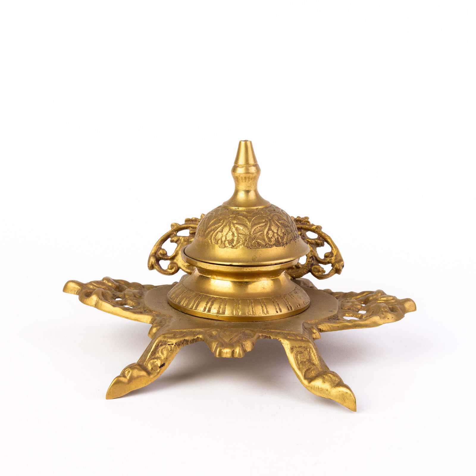 Gilded Brass Desk Inkwell 19th Century (1 of 7)