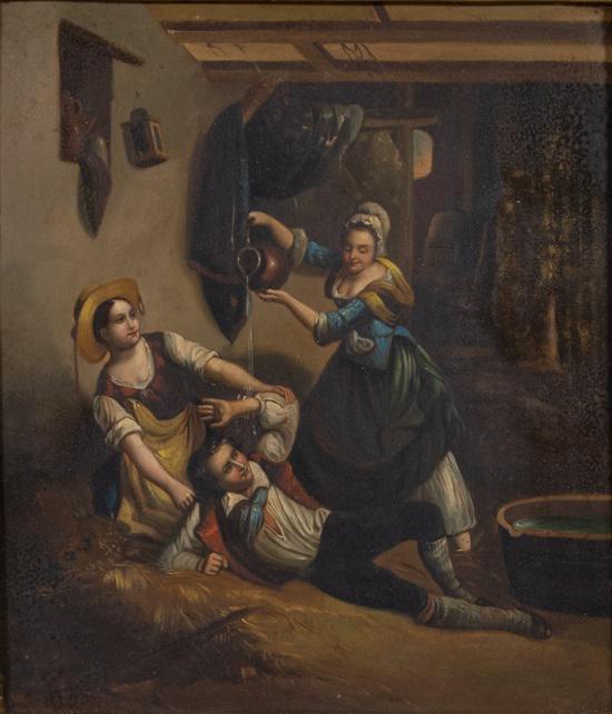 19th C British School Copper Painting of Drunken Man: Please study all photographs carefully to get an accurate representation of the item. Please message us for information on dimensions/condition report. We offer in-house shipping internationally (US a