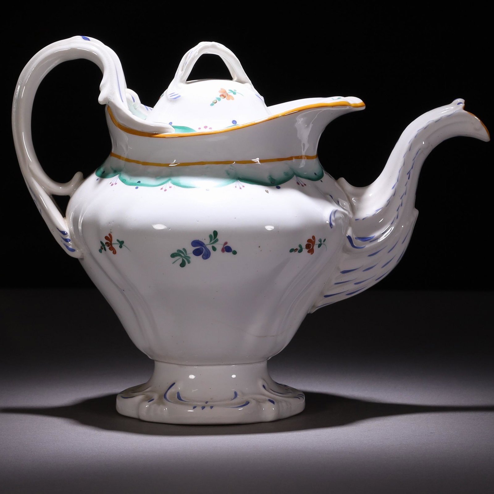 Samuel Alcock Rococo Porcelain Georgian Teapot: MEASURING APPROX 25.5 X 20 X 15.5CM. Please carefully study all photographs to get an accurate idea of the object. In good condition, as seen. Shipping is in-house and we ship internationally to US an