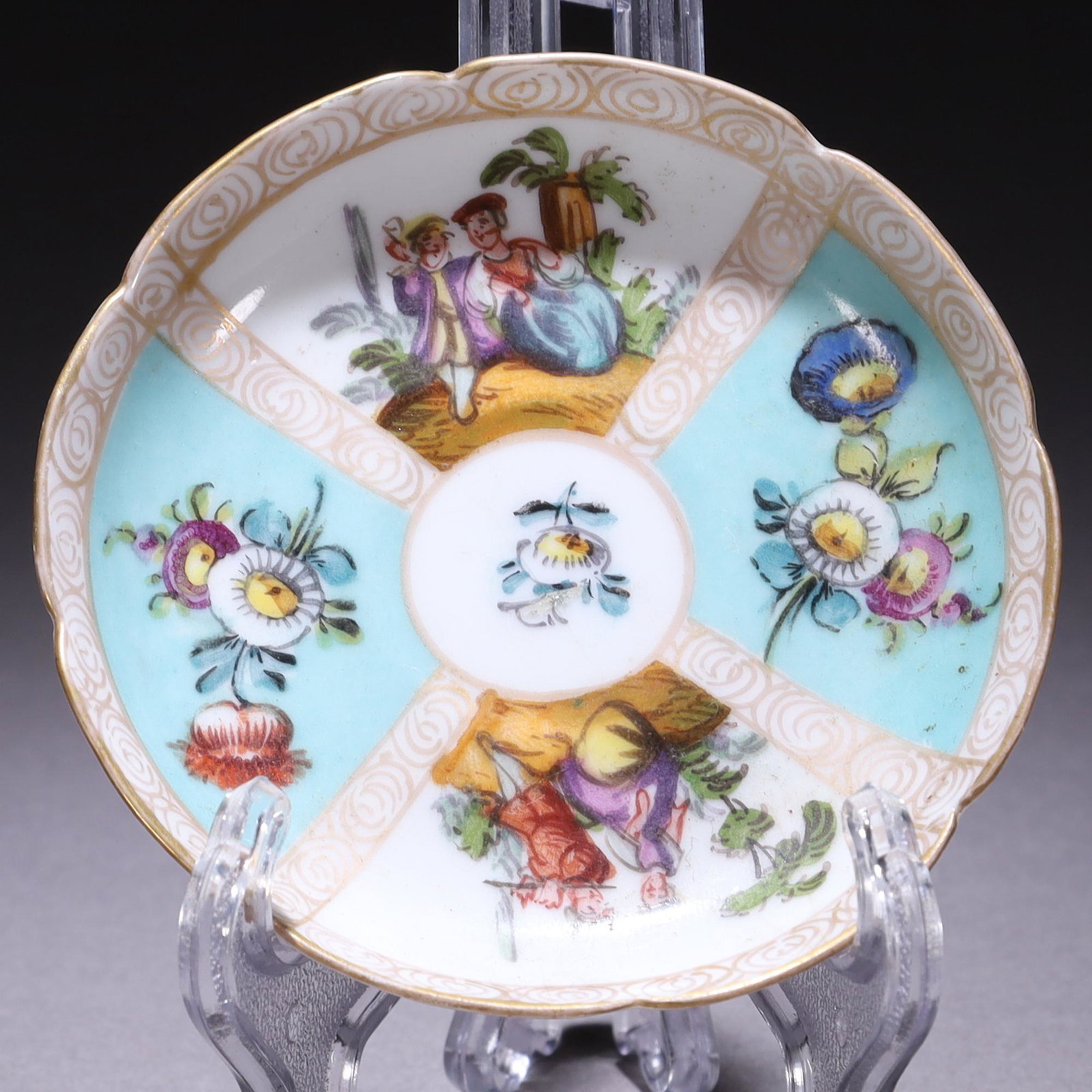 Fine Meissen Porcelain Blue Ground Plate: MEASURING APPROX 7.6CM. Please carefully study all photographs to get an accurate idea of the object. In good condition, as seen. Shipping is in-house and we ship internationally to US and rest of the