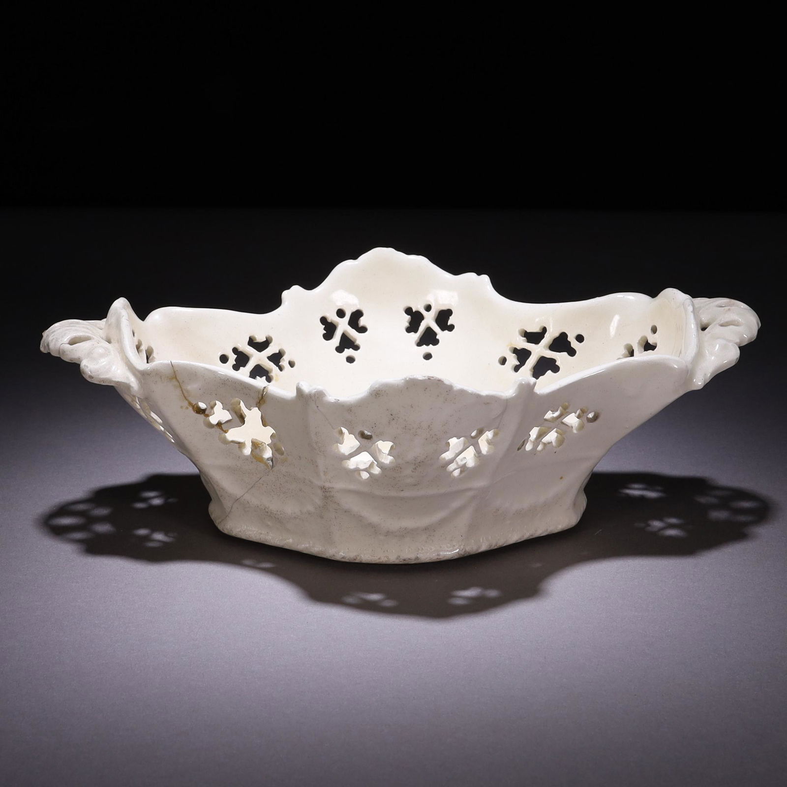 19th Century Reticulated Pearlware Fruit Basket (1 of 6)