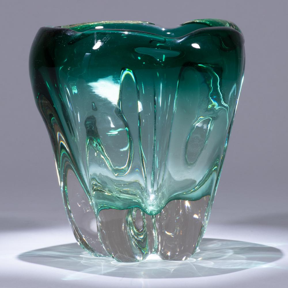Murano Venetian Green Glass Large Vase (1 of 6)