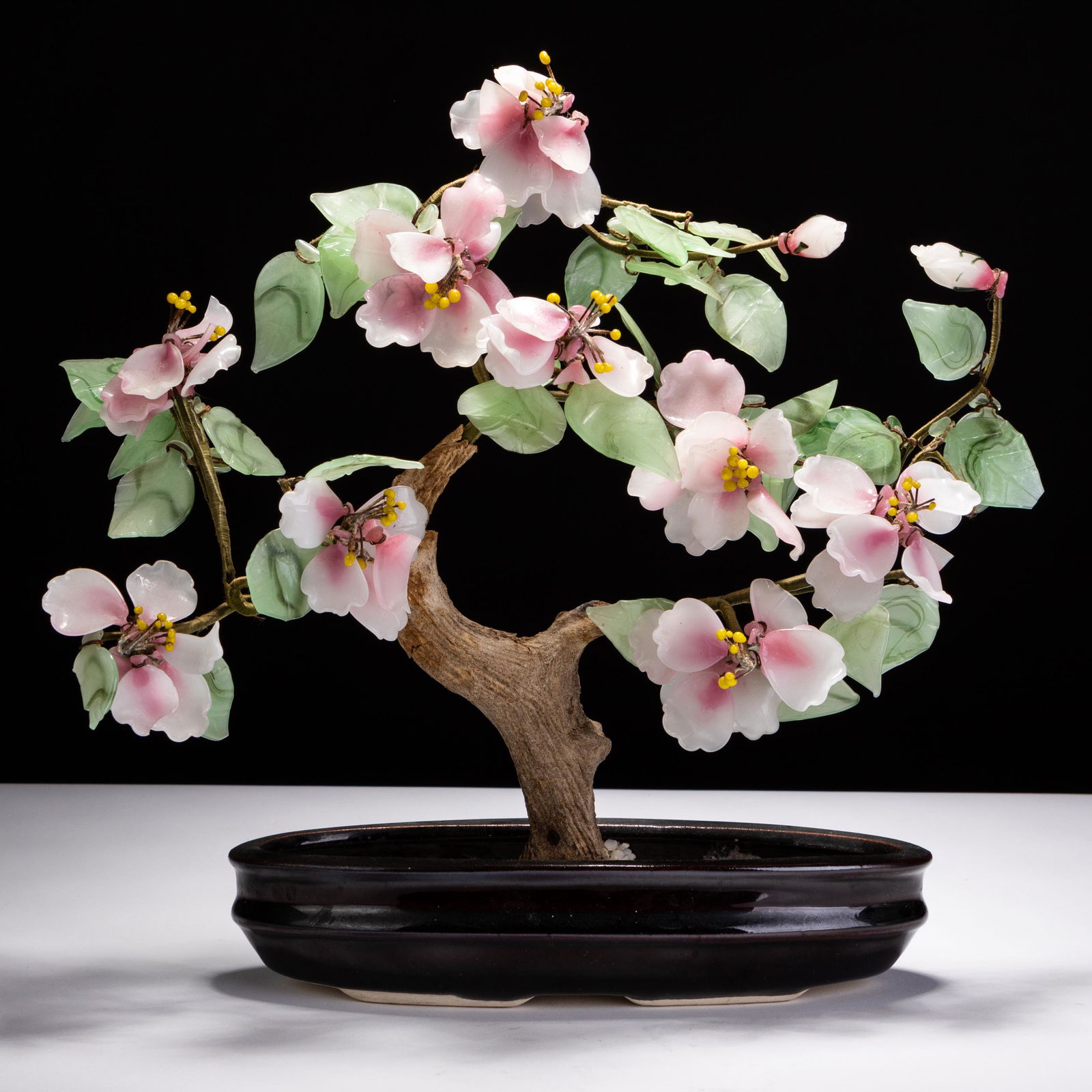 Chinese Carved Jade & Hardstone Bonzai Tree (1 of 5)
