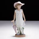 Nao Lladro Fine Porcelain Figure of Girl with Umbrella