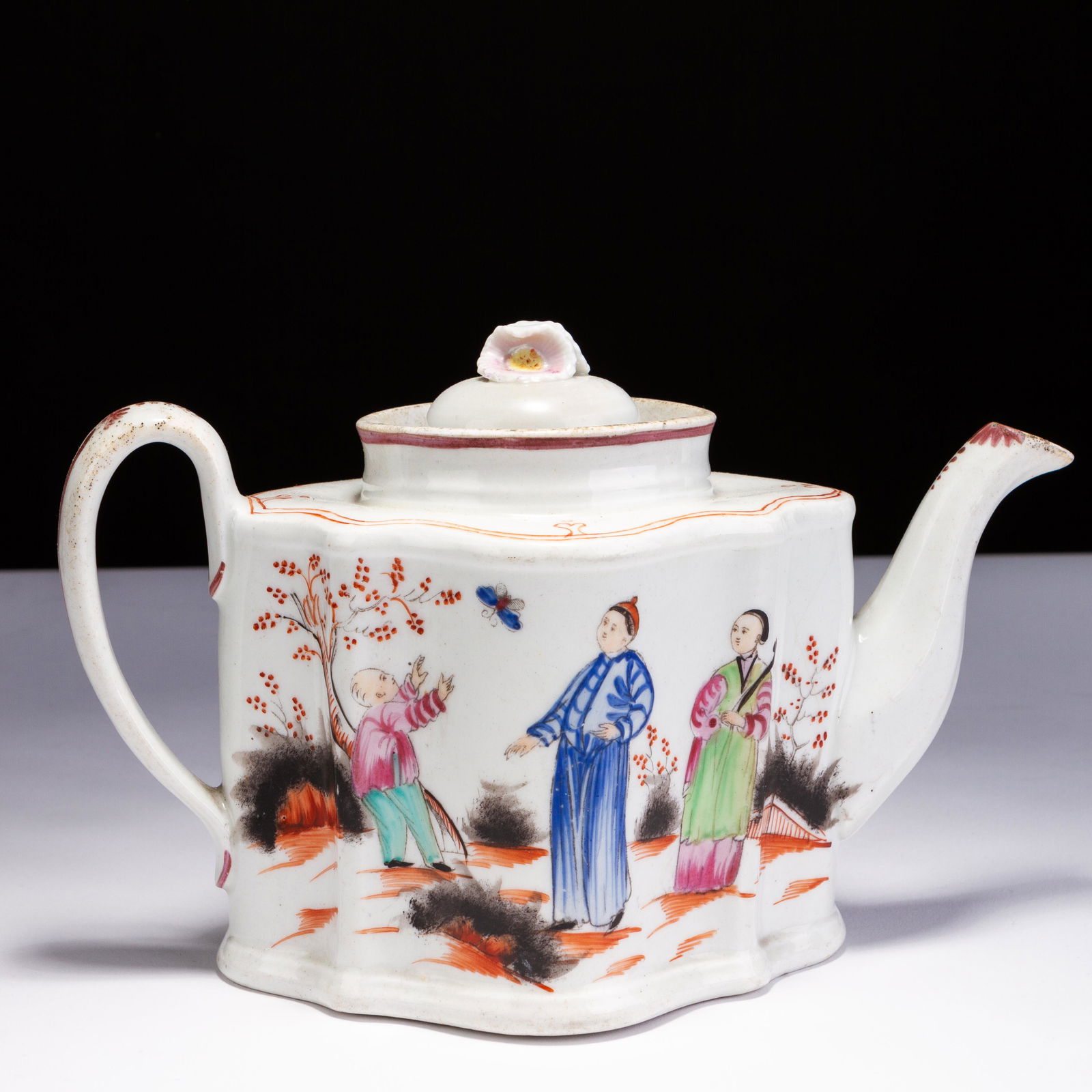 Georgian Newhall Enamel Porcelain Teapot ca. 1790 (1 of 6)