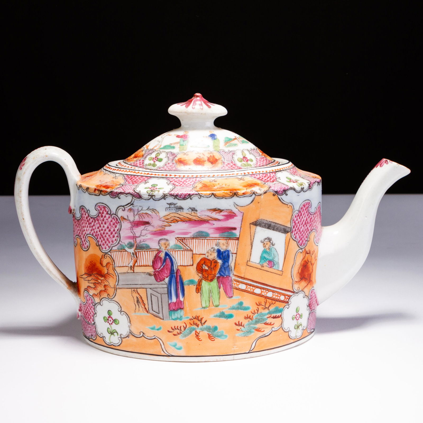 Georgian Newhall Enamel Porcelain Teapot ca. 1790 (1 of 6)
