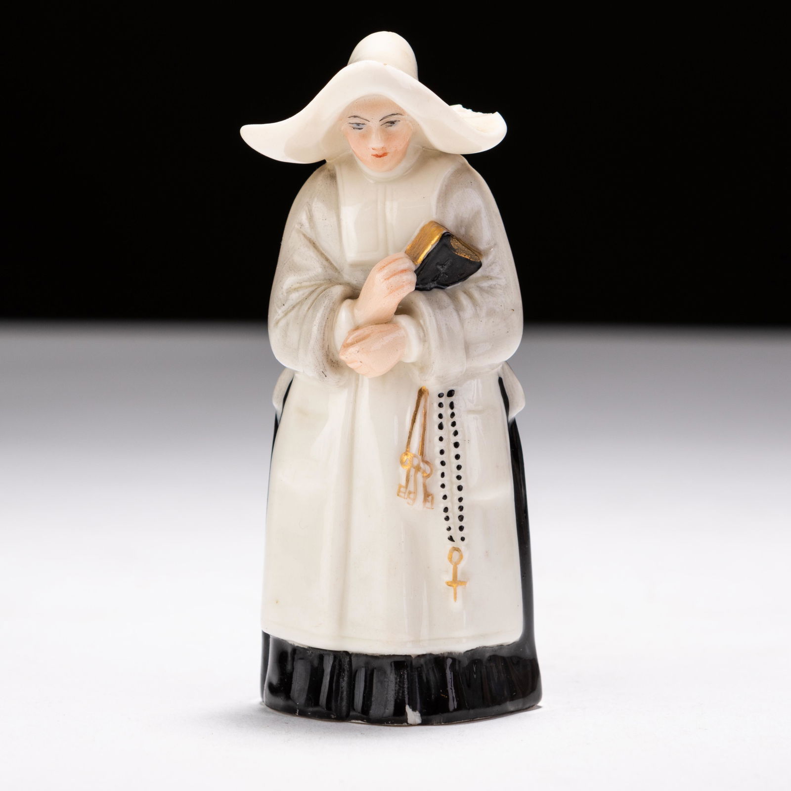 Royal Worcester Porcelain Nun Candle Snuffer Figure ca 1941 (1 of 5)